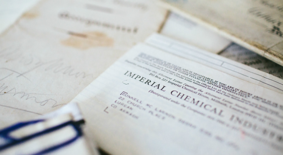 Old conveyancing papers from the Church Place office